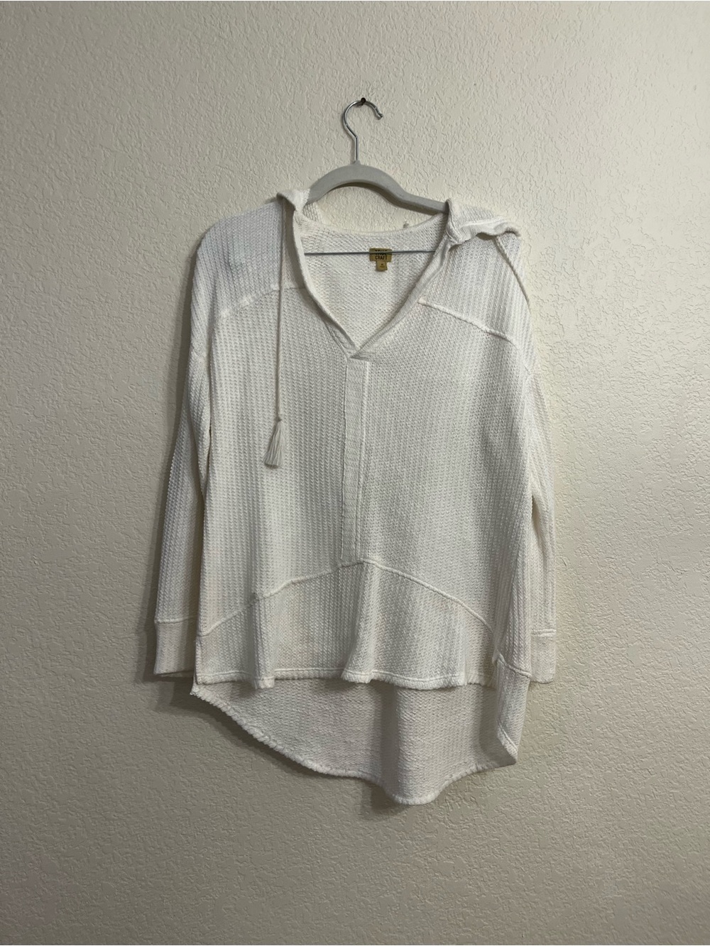 True Craft Cream Waffle Knit Hooded Pullover